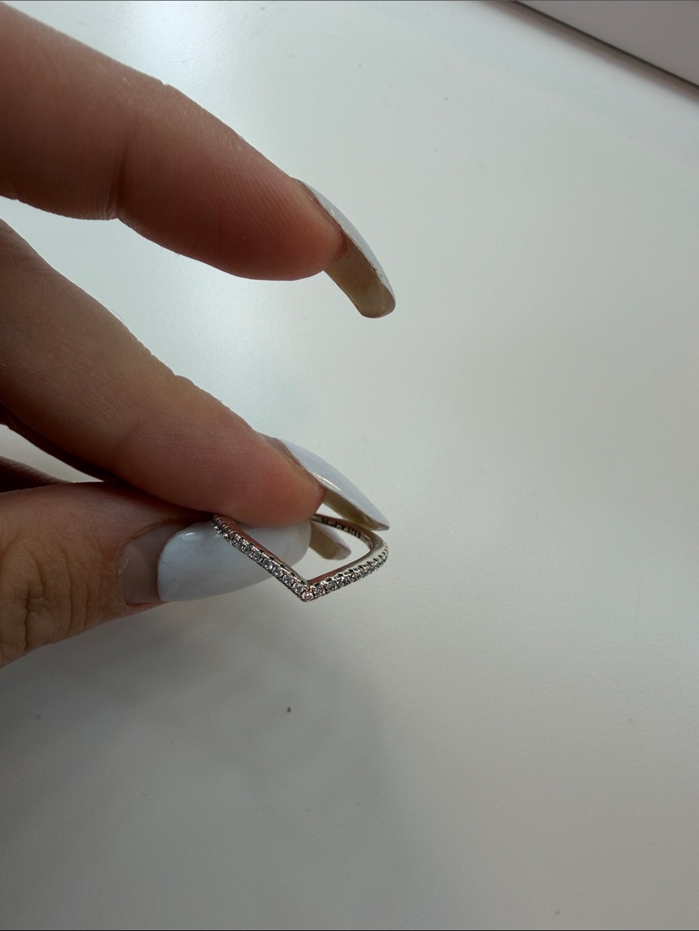 PANDORA Sparkling Wishbone Ring